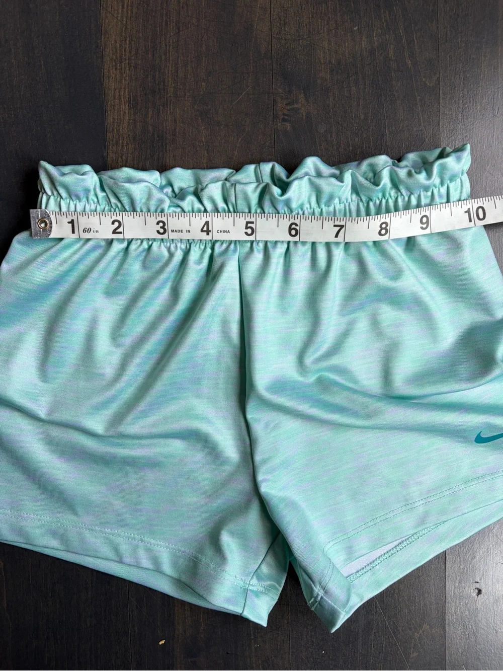 Nike Girls Light Mint Athletic Shorts with Ruffled Elastic Waist Size 6